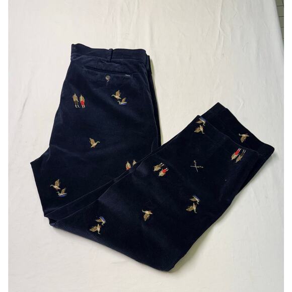 Ralph Lauren Mens corduroy embroidered pants size 36x32Huntsmen - Ducks navy